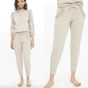 Generation Love Asta Ruffle Sweatpants joggers In Jet Stream Cream Size Large